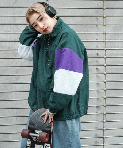 kutir（クティール）の「【セットアップ可】切り替え配色アノラックパーカー（パーカー・レディース・ネイビー/レッド/グリーン・FREE）」の7枚目の写真