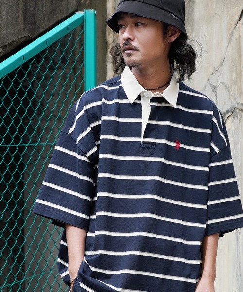 U.S. POLO ASSN.（ユーエスポロアッスン）の「U.S. POLO ASSN. / ユーエスポロアッスン 別注 コラボ ビッグシルエット オーバーサイズ 半袖 ラガーシャツ（ポロシャツ・メンズ・ホワイト/ブラック/ダークグリーン/ネイビー/ライトベージュ/ホワイト系その他/チャコール/ブルー系その他/ブラック系その他・MEDIUM/LARGE）」の9枚目の写真