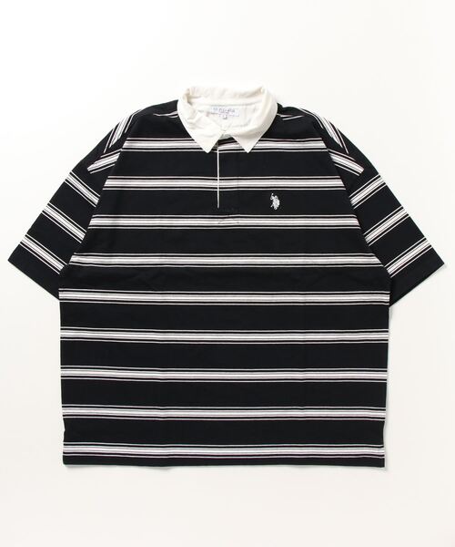 U.S. POLO ASSN.（ユーエスポロアッスン）の「U.S. POLO ASSN. / ユーエスポロアッスン 別注 コラボ ビッグシルエット オーバーサイズ 半袖 ラガーシャツ（ポロシャツ・メンズ・ホワイト/ブラック/ダークグリーン/ネイビー/ライトベージュ/ホワイト系その他/チャコール/ブルー系その他/ブラック系その他・MEDIUM/LARGE）」の12枚目の写真