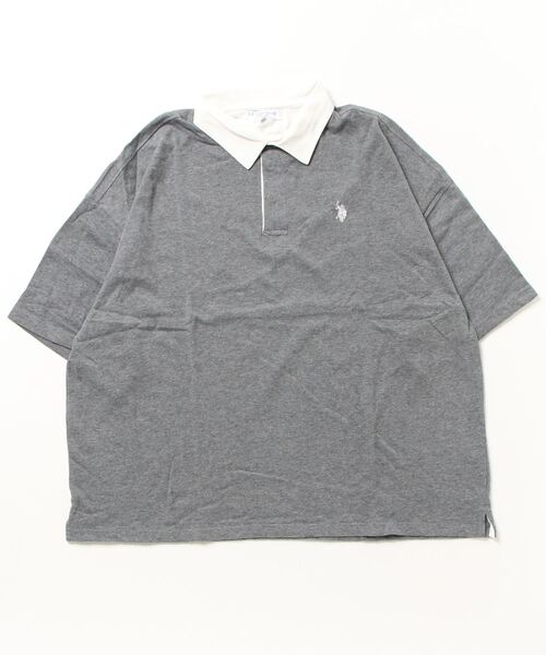 U.S. POLO ASSN.（ユーエスポロアッスン）の「U.S. POLO ASSN. / ユーエスポロアッスン 別注 コラボ ビッグシルエット オーバーサイズ 半袖 ラガーシャツ（ポロシャツ・メンズ・ホワイト/ブラック/ダークグリーン/ネイビー/ライトベージュ/ホワイト系その他/チャコール/ブルー系その他/ブラック系その他・MEDIUM/LARGE）」の11枚目の写真