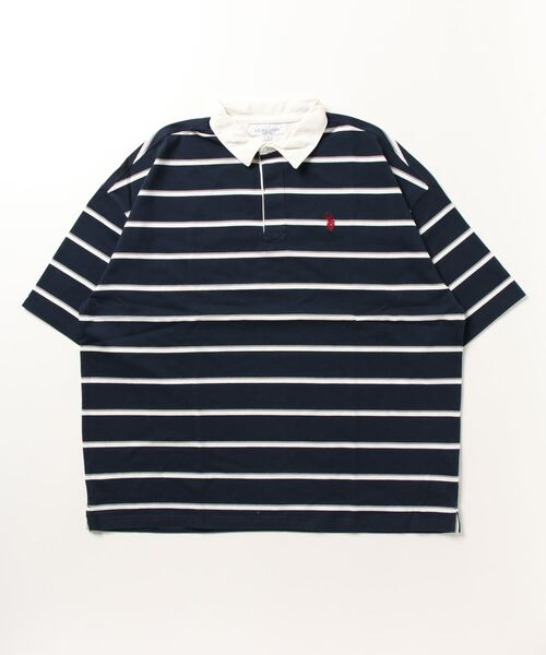 U.S. POLO ASSN.（ユーエスポロアッスン）の「U.S. POLO ASSN. / ユーエスポロアッスン 別注 コラボ ビッグシルエット オーバーサイズ 半袖 ラガーシャツ（ポロシャツ・メンズ・ホワイト/ブラック/ダークグリーン/ネイビー/ライトベージュ/ホワイト系その他/チャコール/ブルー系その他/ブラック系その他・MEDIUM/LARGE）」の10枚目の写真