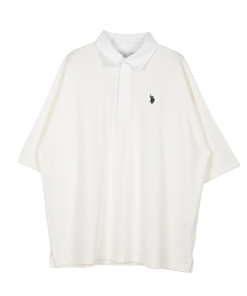 U.S. POLO ASSN.（ユーエスポロアッスン）の「U.S. POLO ASSN. / ユーエスポロアッスン 別注 コラボ ビッグシルエット オーバーサイズ 半袖 ラガーシャツ（ポロシャツ・メンズ・ホワイト/ブラック/ダークグリーン/ネイビー/ライトベージュ/ホワイト系その他/チャコール/ブルー系その他/ブラック系その他・MEDIUM/LARGE）」の16枚目の写真