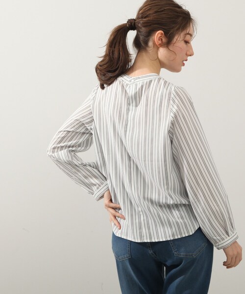DRESKIP（ドレスキップ）の「◆ボウタイストライプ柄ブラウス（シャツ/ブラウス・レディース・ベージュ系その他5/ダークグリーン系2/ネイビー系2・02/03/04）」の19枚目の写真