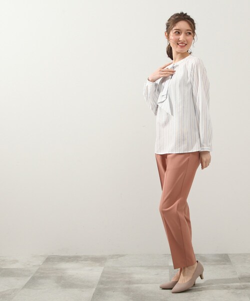 DRESKIP（ドレスキップ）の「◆ボウタイストライプ柄ブラウス（シャツ/ブラウス・レディース・ベージュ系その他5/ダークグリーン系2/ネイビー系2・02/03/04）」の17枚目の写真