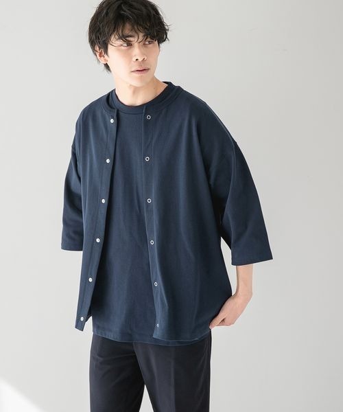 LOWRYS FARM(ローリーズファーム)の「ハーフスリーブクルーカーディガン 272976(Tシャツ/カットソー・メンズ・グレー/グリーン/ネイビー・MEDIUM/LARGE)」の2枚目の写真