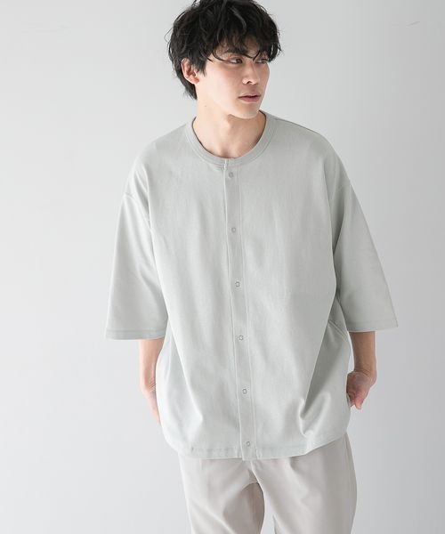 LOWRYS FARM(ローリーズファーム)の「ハーフスリーブクルーカーディガン 272976(Tシャツ/カットソー・メンズ・グレー/グリーン/ネイビー・MEDIUM/LARGE)」の1枚目の写真