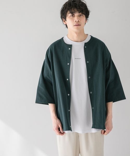 LOWRYS FARM(ローリーズファーム)の「ハーフスリーブクルーカーディガン 272976(Tシャツ/カットソー・メンズ・グレー/グリーン/ネイビー・MEDIUM/LARGE)」の3枚目の写真