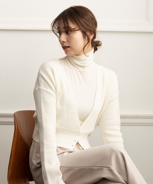 ZAKKA-BOX（ザッカボックス）の「キレイ目カシュクールニット（ニット/セーター・レディース・ライトブルー/ベージュ/アイボリー・FREE）」の2枚目の写真