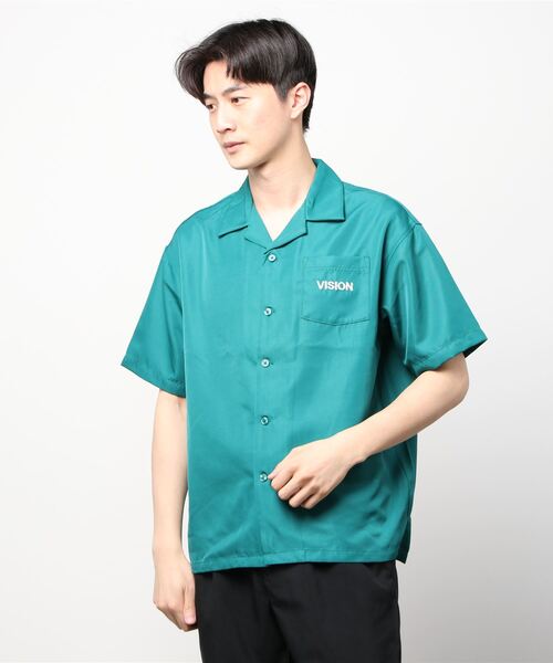 VISION STREET WEAR（ヴィジョンストリートウェア）の「【VISION STREET WEAR/ビジョンストリートウェア】恐竜刺繍 ワンポイントロゴ　バックプリント　オープンカラーシャツ（シャツ/ブラウス・メンズ・ブルー/アイボリー/ブラック/グリーン・X-LARGE/MEDIUM/LARGE）」の7枚目の写真