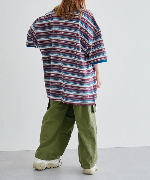 HANGTEN(ハンテン)の「WEB限定/半袖ジャガードポロシャツ(Tシャツ/カットソー・メンズ・ネイビー/ブラウン/ブルー・FREE)」の20枚目の写真