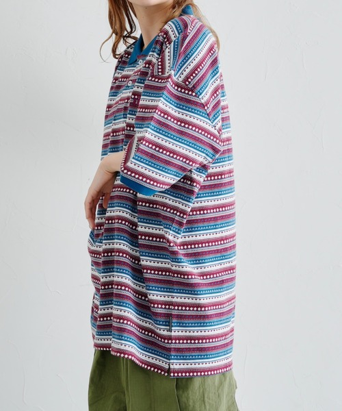 HANGTEN(ハンテン)の「WEB限定/半袖ジャガードポロシャツ(Tシャツ/カットソー・メンズ・ネイビー/ブラウン/ブルー・FREE)」の11枚目の写真