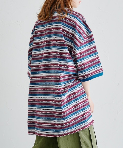 HANGTEN(ハンテン)の「WEB限定/半袖ジャガードポロシャツ(Tシャツ/カットソー・メンズ・ネイビー/ブラウン/ブルー・FREE)」の15枚目の写真