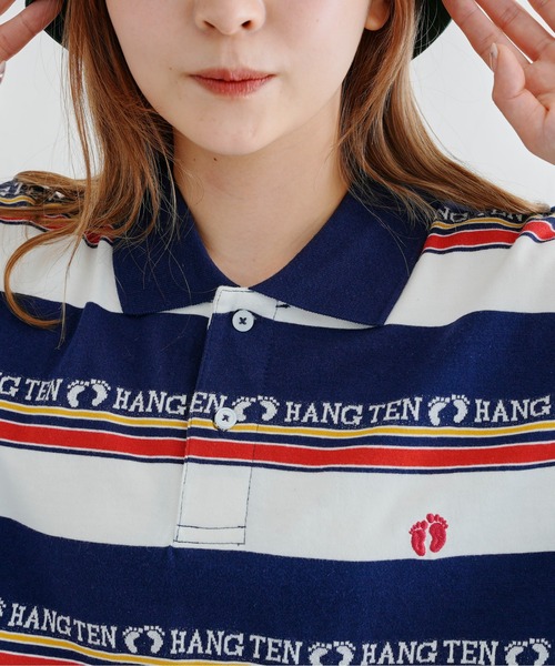 HANGTEN(ハンテン)の「WEB限定/半袖ジャガードポロシャツ(Tシャツ/カットソー・メンズ・ネイビー/ブラウン/ブルー・FREE)」の8枚目の写真