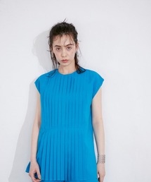 INED CLARO | リネンタッチノースリーブプリーツブラウス【セットアップ対応】(シャツ/ブラウス)