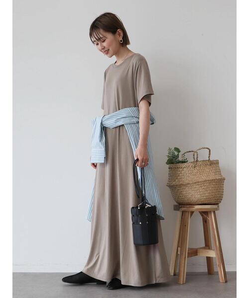 AMERICAN HOLIC（アメリカンホリック）の「サラッとマキシAラインカットワンピース（ワンピース・レディース・ブラウン/ブラック/チャコールグレー/グリーン/ライトグリーン/グレイッシュベージュ・M/L）」の14枚目の写真