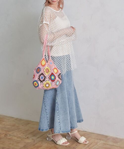 ems excite（エムズエキサイト）の「ビッグメッシュカット（Tシャツ/カットソー・レディース・ブラック/オフホワイト/グリーン・FREE）」の6枚目の写真