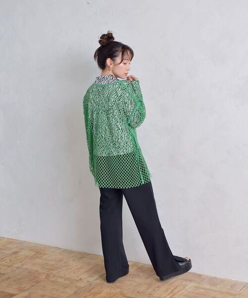 ems excite（エムズエキサイト）の「ビッグメッシュカット（Tシャツ/カットソー・レディース・ブラック/オフホワイト/グリーン・FREE）」の22枚目の写真