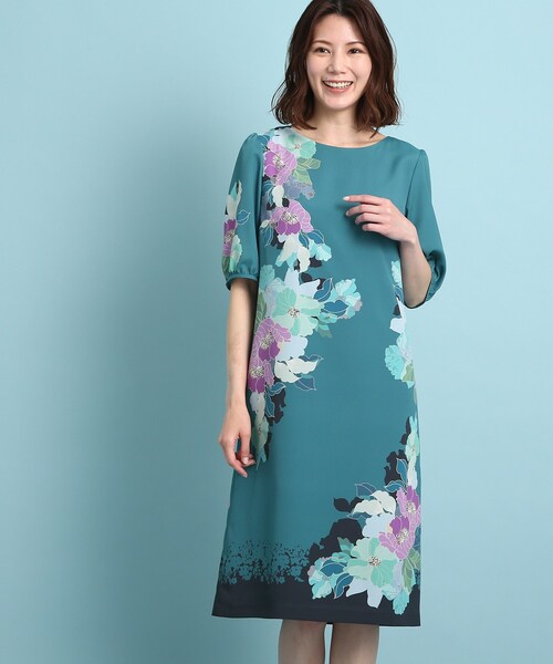 手洗い可 Store Sunauna スーナウーナ のファッション ワンピース ドレス Online オリエンタル フラワープリントワンピース ワンピース