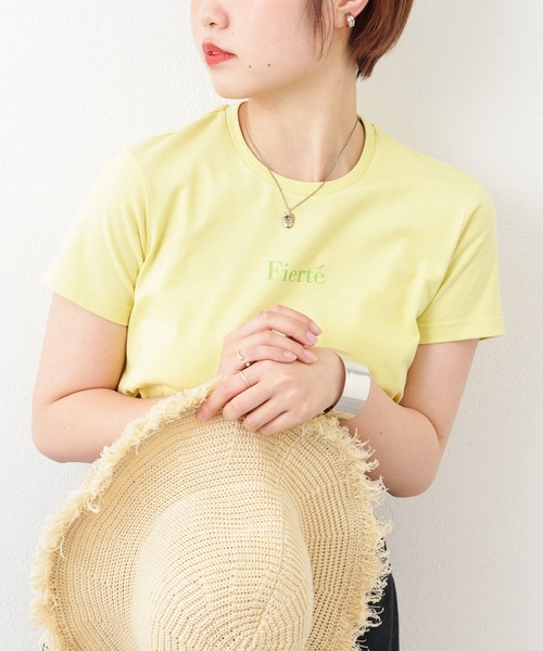 natural couture(ナチュラルクチュール)の「旬のカラーリングが目を惹く ベーシック半袖ロゴT(Tシャツ/カットソー・レディース・イエロー/オフホワイト/ピンク/ブラック・FREE)」の18枚目の写真