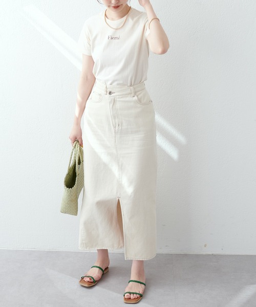 natural couture(ナチュラルクチュール)の「旬のカラーリングが目を惹く ベーシック半袖ロゴT(Tシャツ/カットソー・レディース・イエロー/オフホワイト/ピンク/ブラック・FREE)」の8枚目の写真