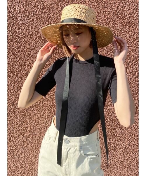 EMODA（エモダ）の「サイドオープンボディスーツ（Tシャツ/カットソー・レディース・グレー/ブラック/ホワイト・FREE）」の2枚目の写真