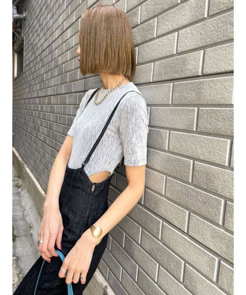 EMODA（エモダ）の「サイドオープンボディスーツ（Tシャツ/カットソー・レディース・グレー/ブラック/ホワイト・FREE）」の9枚目の写真