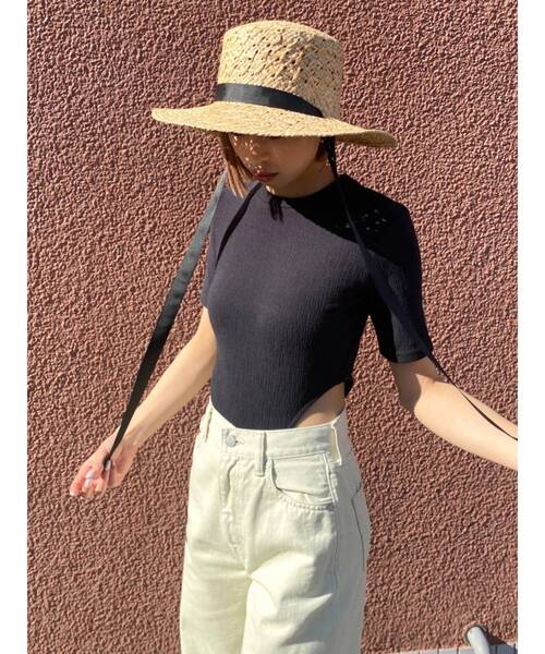 EMODA（エモダ）の「サイドオープンボディスーツ（Tシャツ/カットソー・レディース・グレー/ブラック/ホワイト・FREE）」の17枚目の写真