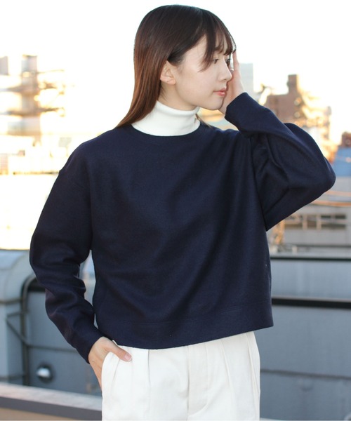 ORCIVAL（オーシバル）の「ORCIVAL/オーシバル　ウールジャージークルーネック プルオーバー　WOOL JERSEY CREW NECK PULLOVER OR-C0160 WJS（ニット/セーター・レディース・ネイビー/グレー・1）」の11枚目の写真