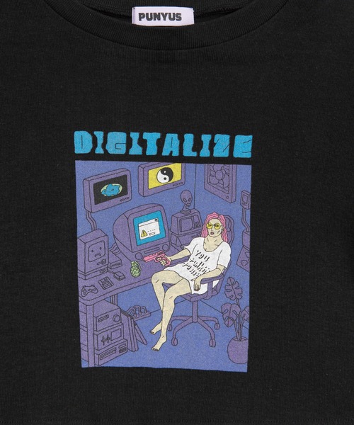 PUNYUS（プニュズ）の「イラストクロップドTシャツ（Tシャツ/カットソー・レディース・ピンク/ブラック/ライム・3/1/2/4）」の8枚目の写真