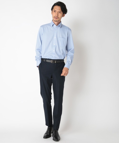 CROWDED CLOSET(クラウデッドクローゼット)の「【吸水速乾 】レギュラースナップボタンダウンシャツ(ビジネスシャツ・メンズ・ホワイト/ネイビー/サックスブルー・01/02/03/04)」の5枚目の写真