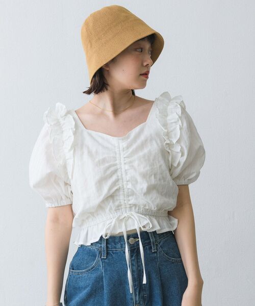 RETRO GIRL(レトロガール)の「肩フリルシャーリングBL(シャツ/ブラウス・レディース・ブラック/オフホワイト/ピンク・FREE)」の17枚目の写真