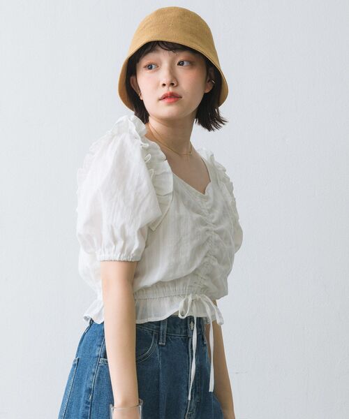 RETRO GIRL(レトロガール)の「肩フリルシャーリングBL(シャツ/ブラウス・レディース・ブラック/オフホワイト/ピンク・FREE)」の20枚目の写真