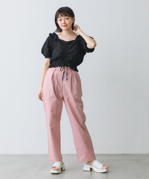 RETRO GIRL(レトロガール)の「肩フリルシャーリングBL(シャツ/ブラウス・レディース・ブラック/オフホワイト/ピンク・FREE)」の14枚目の写真