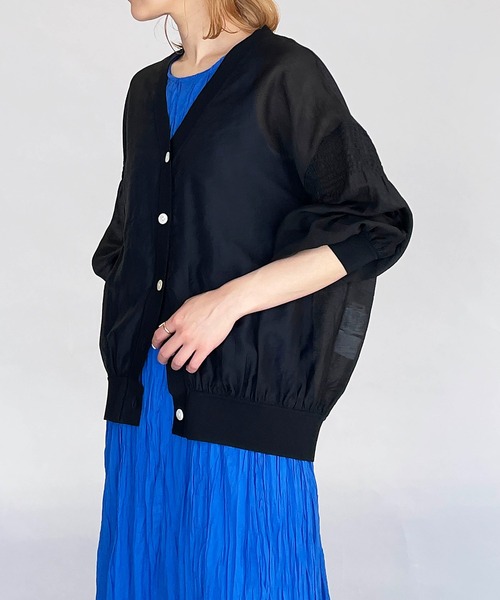 PICCIN（ピッチン）の「シースルーシャーリングカーディガン（カーディガン/ボレロ・レディース・ブラック/ベージュ/カーキ・M）」の19枚目の写真