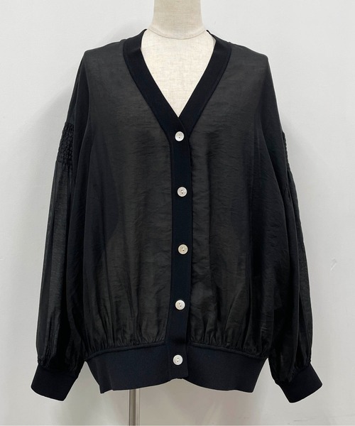 PICCIN（ピッチン）の「シースルーシャーリングカーディガン（カーディガン/ボレロ・レディース・ブラック/ベージュ/カーキ・M）」の17枚目の写真