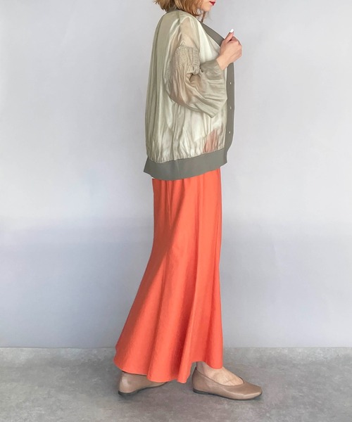 PICCIN（ピッチン）の「シースルーシャーリングカーディガン（カーディガン/ボレロ・レディース・ブラック/ベージュ/カーキ・M）」の15枚目の写真