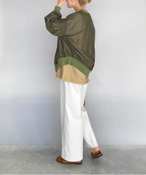 PICCIN（ピッチン）の「シースルーシャーリングカーディガン（カーディガン/ボレロ・レディース・ブラック/ベージュ/カーキ・M）」の7枚目の写真