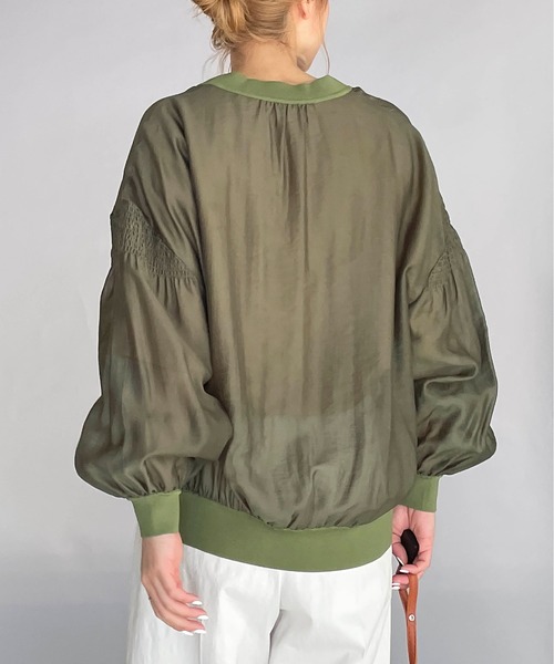 PICCIN（ピッチン）の「シースルーシャーリングカーディガン（カーディガン/ボレロ・レディース・ブラック/ベージュ/カーキ・M）」の11枚目の写真