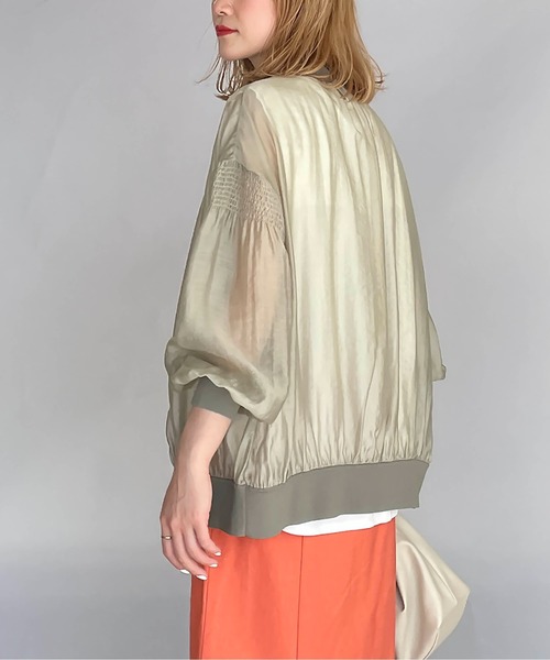 PICCIN（ピッチン）の「シースルーシャーリングカーディガン（カーディガン/ボレロ・レディース・ブラック/ベージュ/カーキ・M）」の10枚目の写真