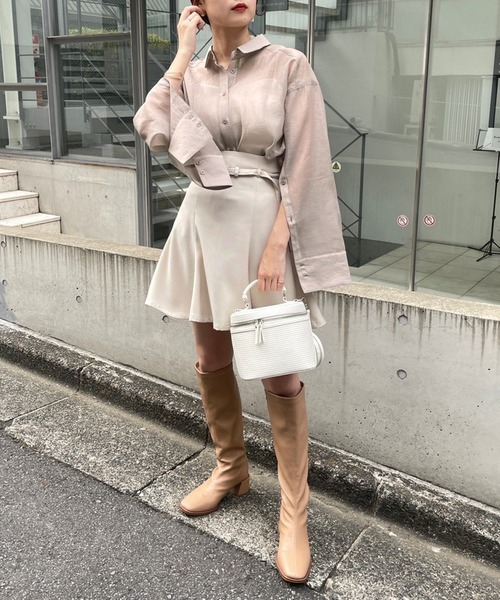 one after another NICE CLAUP（ワンアフターアナザーナイスクラップ）の「アームカバーやレイヤードスタイルも合わせやすい。マルチWAYロングシアーシャツ（シャツ/ブラウス・レディース・グレイッシュベージュ/モカ/アイボリー/ピンクベージュ/ストライプ・FREE）」の9枚目の写真