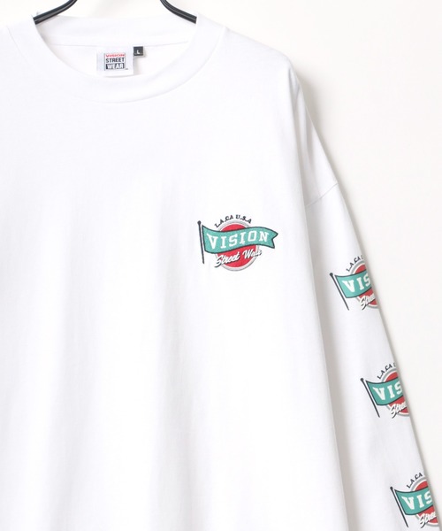 VISION STREET WEAR(ヴィジョンストリートウェア)の「VISION STREET WEAR/ヴィジョンストリートウエア ビッグシルエット ロゴ リブライン バイカラー/リンガー 袖プリント ロングスリーブTシャツ/レディース メンズ ロンT(Tシャツ/カットソー・メンズ・ライトグレー/ブラック/グリーン/ホワイト系その他/ブラック系その他/グレー系その他/ブルー系その他・LL/M/L)」の2枚目の写真