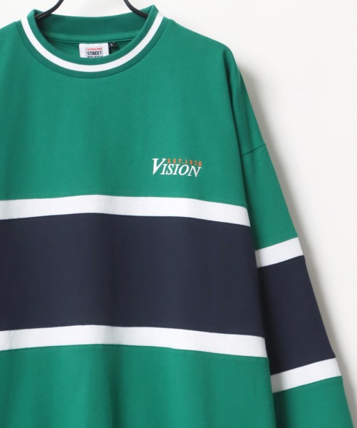 VISION STREET WEAR(ヴィジョンストリートウェア)の「VISION STREET WEAR/ヴィジョンストリートウエア ビッグシルエット ロゴ リブライン バイカラー/リンガー 袖プリント ロングスリーブTシャツ/レディース メンズ ロンT(Tシャツ/カットソー・メンズ・ライトグレー/ブラック/グリーン/ホワイト系その他/ブラック系その他/グレー系その他/ブルー系その他・LL/M/L)」の7枚目の写真