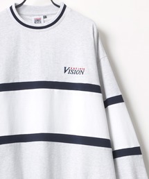 VISION STREET WEAR/ヴィジョンストリートウエア ビッグシルエット ロゴ リブライン バイカラー/リンガー 袖プリント ロングスリーブTシャツ/レディース メンズ ロンT