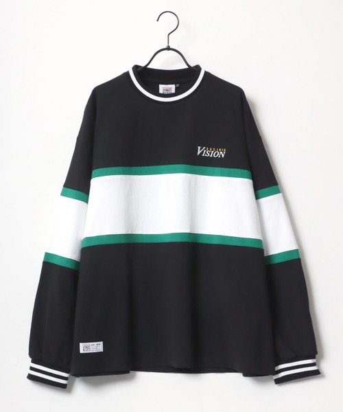 VISION STREET WEAR(ヴィジョンストリートウェア)の「VISION STREET WEAR/ヴィジョンストリートウエア ビッグシルエット ロゴ リブライン バイカラー/リンガー 袖プリント ロングスリーブTシャツ/レディース メンズ ロンT(Tシャツ/カットソー・メンズ・ライトグレー/ブラック/グリーン/ホワイト系その他/ブラック系その他/グレー系その他/ブルー系その他・LL/M/L)」の9枚目の写真