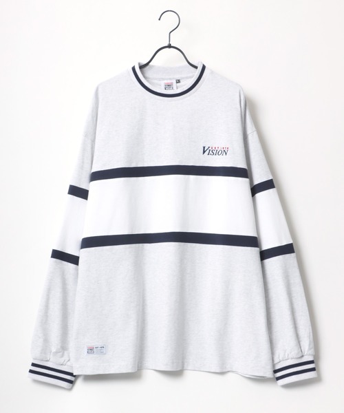 VISION STREET WEAR(ヴィジョンストリートウェア)の「VISION STREET WEAR/ヴィジョンストリートウエア ビッグシルエット ロゴ リブライン バイカラー/リンガー 袖プリント ロングスリーブTシャツ/レディース メンズ ロンT(Tシャツ/カットソー・メンズ・ライトグレー/ブラック/グリーン/ホワイト系その他/ブラック系その他/グレー系その他/ブルー系その他・LL/M/L)」の14枚目の写真