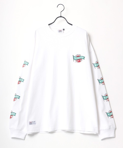 VISION STREET WEAR(ヴィジョンストリートウェア)の「VISION STREET WEAR/ヴィジョンストリートウエア ビッグシルエット ロゴ リブライン バイカラー/リンガー 袖プリント ロングスリーブTシャツ/レディース メンズ ロンT(Tシャツ/カットソー・メンズ・ライトグレー/ブラック/グリーン/ホワイト系その他/ブラック系その他/グレー系その他/ブルー系その他・LL/M/L)」の8枚目の写真
