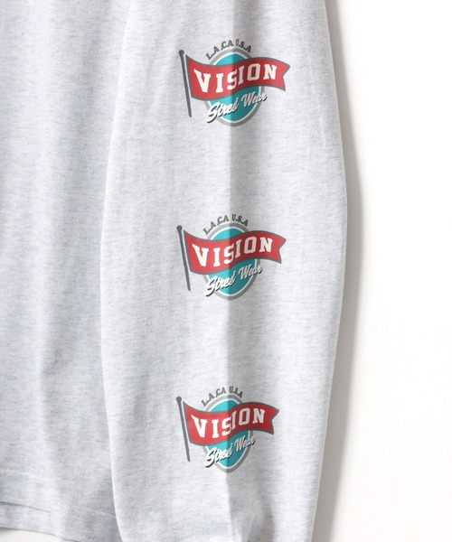 VISION STREET WEAR(ヴィジョンストリートウェア)の「VISION STREET WEAR/ヴィジョンストリートウエア ビッグシルエット ロゴ リブライン バイカラー/リンガー 袖プリント ロングスリーブTシャツ/レディース メンズ ロンT(Tシャツ/カットソー・メンズ・ライトグレー/ブラック/グリーン/ホワイト系その他/ブラック系その他/グレー系その他/ブルー系その他・LL/M/L)」の21枚目の写真