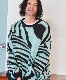 mn2636- mohair mixed crewneck marble ニット