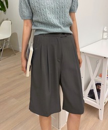 by muni:r | ミディワイドピンタックハーフパンツ(スラックス)