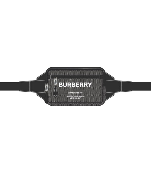 BURBERRY(バーバリー)の「ホースフェリープリント コットンキャンバス バムバッグ(ボディバッグ/ウエストポーチ・メンズ・ブラック×グレー・ONE SIZE)」の12枚目の写真